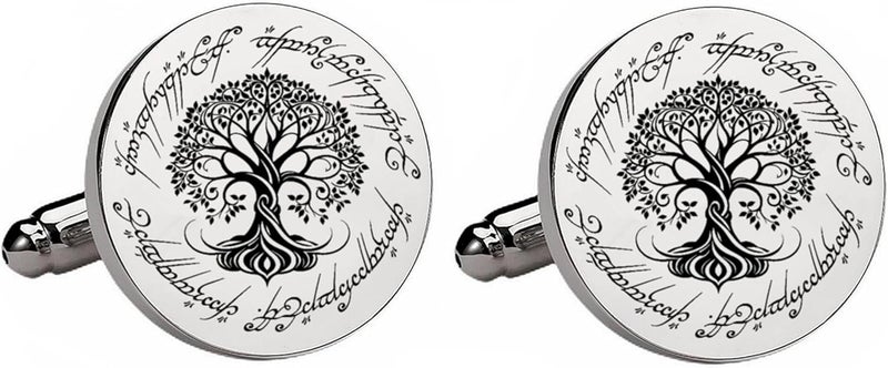 Vkooer Cufflinks For Men, White Tree Cufflinks Wedding Christmas Tree of Life Cuff Links Gift For Men Father Dad Husband - Image 3